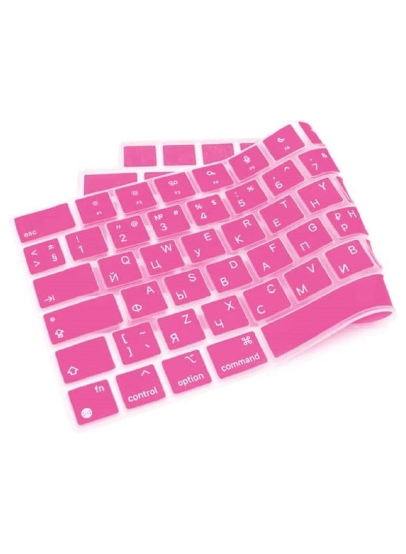 AMM EU Version Russian English Silicone Keyboard Cover Skin for M2 MacBook Air 13.6 inch 2022 A2681 & MacBook Pro 14 inch 2022 2021 A2442 M1 & MacBook Pro 16 inch 2022 2021 A2485 M1, Pink - Image 4